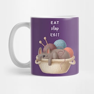 Eat Sleep Knit - Knitting With Cats Mug